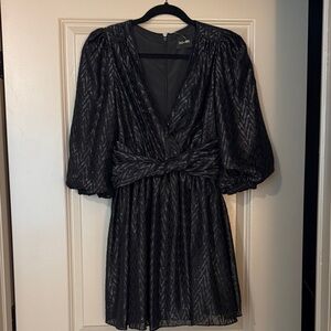 DO+BE Black Mini Dress with Puff Sleeves